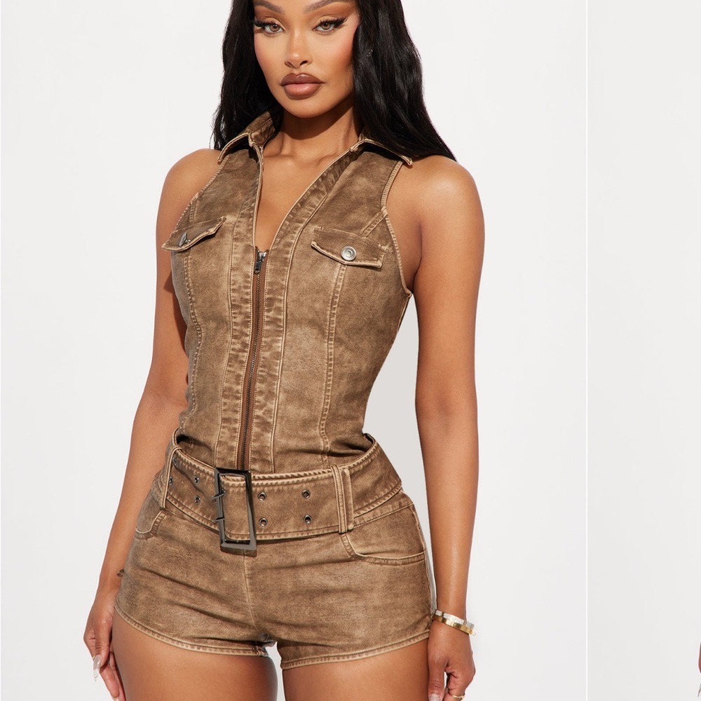 Brown Pleather Bodysuit